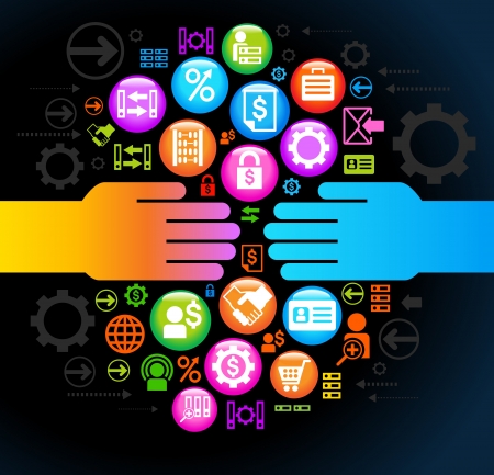 the concept of human communication in the environment of global businessのイラスト素材