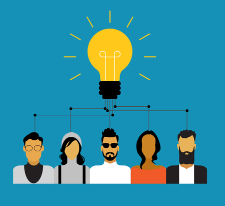 Icons of people with bulb. Icons of people with bulbのイラスト素材