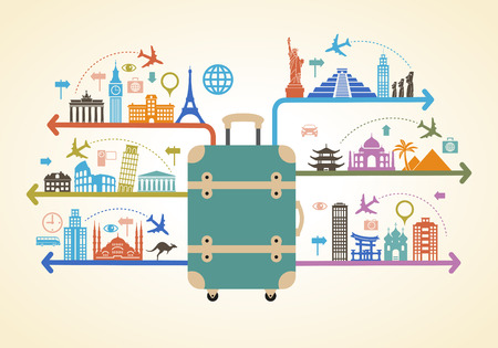 Infographics elements: Travel and Famous Landmarks.のイラスト素材