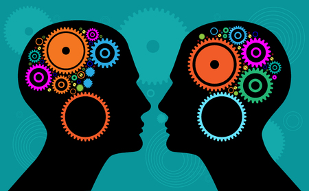 Head and Brain Gears in Progress. This format can be blown up to any size without loss of quality.のイラスト素材