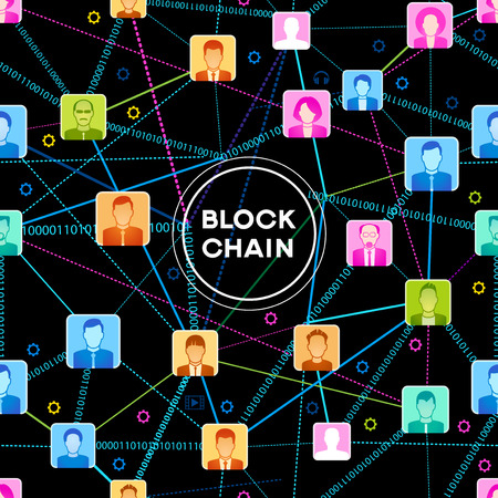 Blockchain network concept vector design templateのイラスト素材