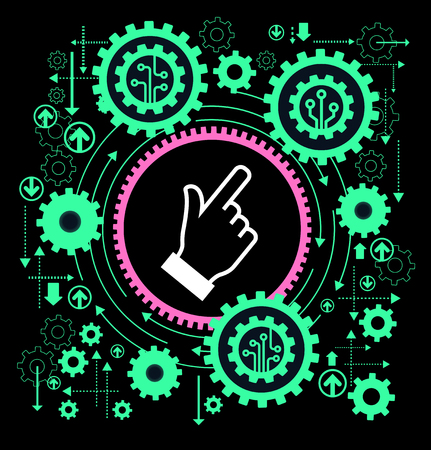 Gears controlled by people. Business process concept. Importance of key business leader in the team.のイラスト素材