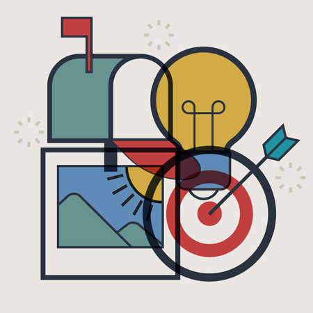 Email advertising design. Infographic template  Icons set  Modern flat design concept for web banners, web sites.のイラスト素材