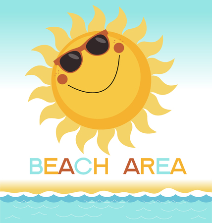 Sun on the seashore. Summer background. Vector illustration.のイラスト素材