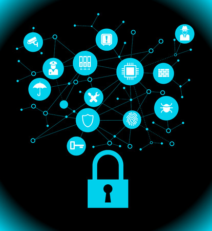  Locked Device, Network Vulnerability, Encrypted Files, Lost Documents, Ransomware Attack - Spam, Malware, Fraud, Phishing, Virus, Email Scam, Hacker Attack. IT Security Concept. The file is saved in the version AI10 EPS. のイラスト素材
