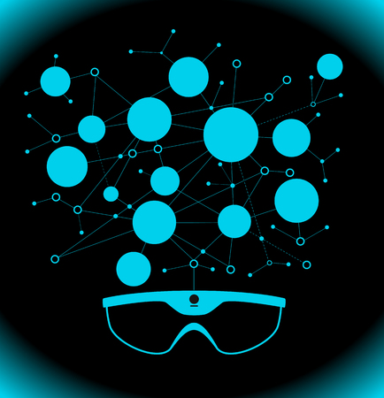 Cyberspace, augmented reality, big data, technology . Virtual reality Concept.のイラスト素材