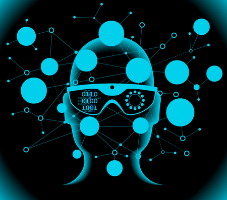 Cyberspace, augmented reality, big data, technology . Virtual reality Concept.のイラスト素材