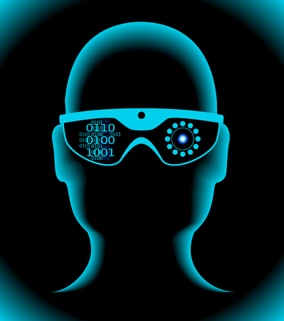 Cyberspace, augmented reality, big data, technology . Virtual reality Concept.のイラスト素材