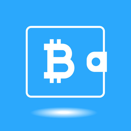 Cryptocurrency bitcoin purse illustration on blue background.のイラスト素材