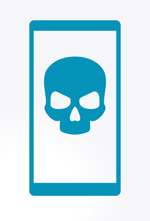 Human skull in digital background. Concept of network security, computer virus, cyber attack.のイラスト素材
