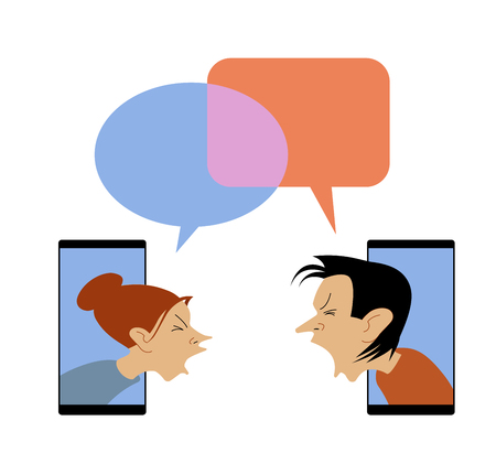 Man and woman are in active communication. quarrel concept. Vector illustration in a flat style. Business interest.&#xA;のイラスト素材
