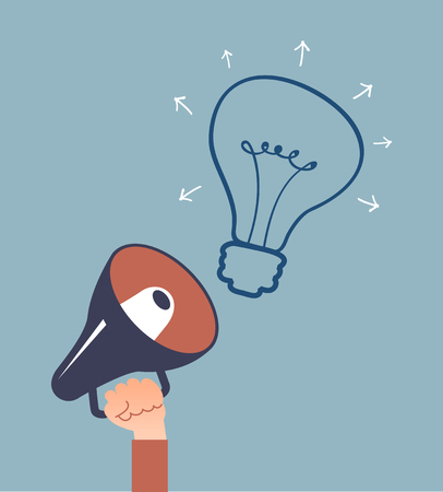 Megaphone with light bulb vector illustrationのイラスト素材