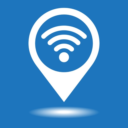 Map pointer with wifi vector icon.Wifi location marker symbol.のイラスト素材