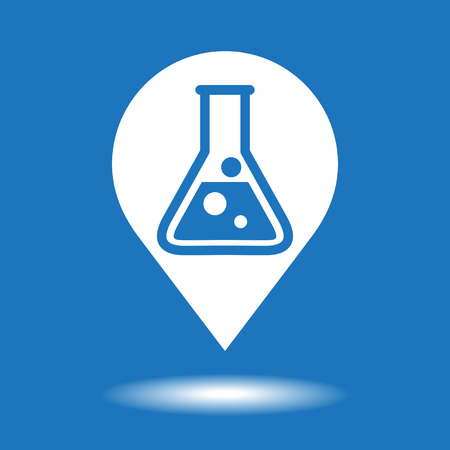 Map pointer with Beaker vector icon.のイラスト素材