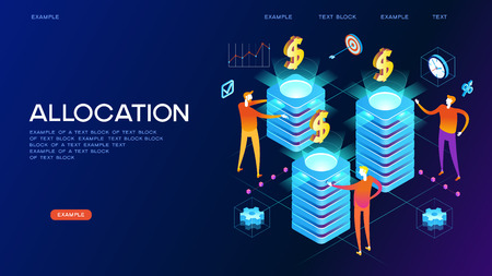 Allocation concept. Modern 3d isometric vector illustration of web page.  Design concept.のイラスト素材