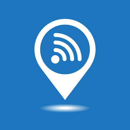 Map pointer with wifi vector icon.Wifi location marker symbol.のイラスト素材