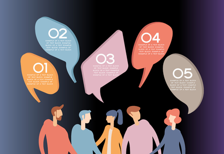 People chat in social network. Dialogue speech bubbles.  Businessmen discuss. 3D vector isometric illustration.のイラスト素材