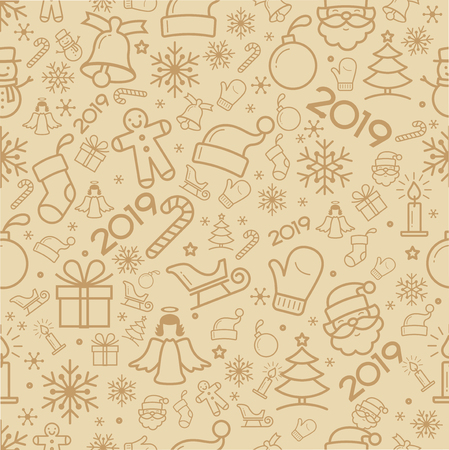 Holiday and Christmas background with iconsのイラスト素材