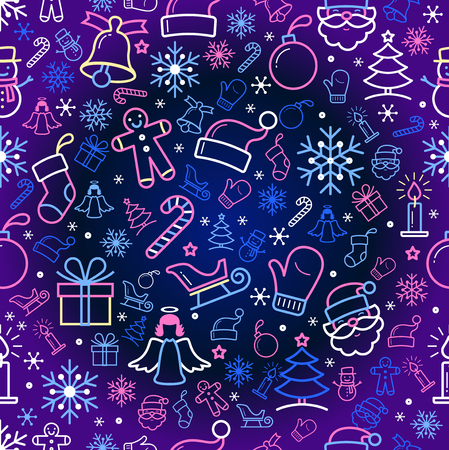 Holiday and Christmas background with iconsのイラスト素材