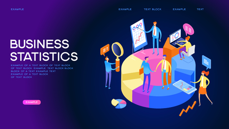 Statistics and analysis in business. The concept of financial management. Activities to study the structure of the market, market prices and their trends..3d isometric illustrationのイラスト素材