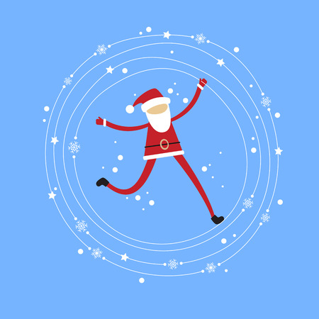 Merry Christmas banner. Santa Claus and snowflake.. Flat modern design.のイラスト素材