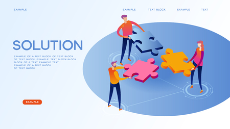 Page template of solution. Modern 3d isometric vector illustration of web page design.のイラスト素材