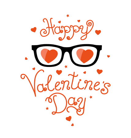 Postcard to the day of Valentine's. Valentine's day print and web. Vector illustration for Valentine's day  greeting cardsのイラスト素材