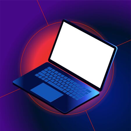 Frame Laptop blank screen. Template for infographic or presentation user interface design.  3D isometric vector illustration.のイラスト素材