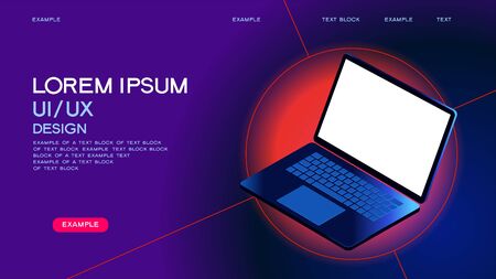 Frame Laptop blank screen. Template for infographic or presentation user interface design.  3D isometric vector illustration.のイラスト素材