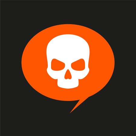 Skull with speech bubble. Flat design illustration.のイラスト素材