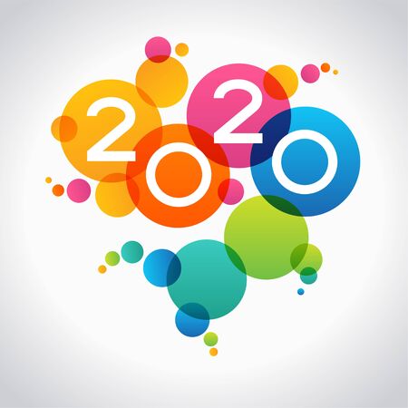 Color design with numeral 2020 and circles. Web Banner. Page template.のイラスト素材