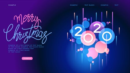 Color design with numeral 2020 and circles. Web Banner. Page template.のイラスト素材