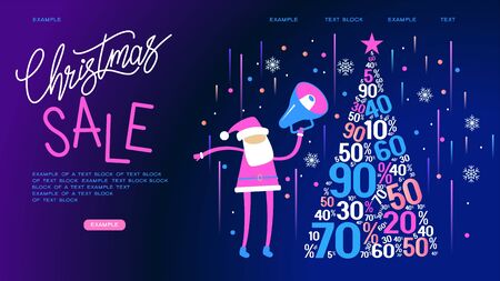 Christmas sale banner.  Color design with numeral 2020 . Web Banner. Page template.のイラスト素材