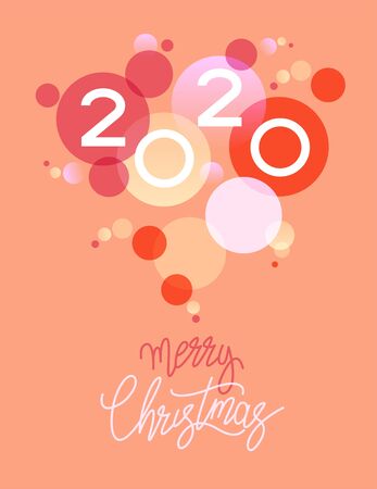 Color design with numeral 2020 and circles. Web Banner. Page template.のイラスト素材