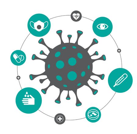 Coronavirus icon. Virus background. Stop corona virus concepts.のイラスト素材