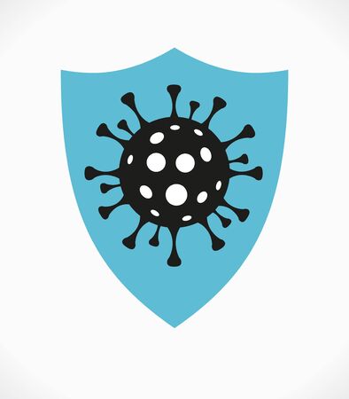 Shield Virus, Modern medical WEB BANER. Coronavirus background. Virus Cell Icon. Stop corona virus concepts.のイラスト素材