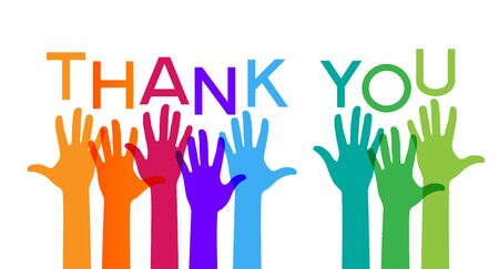 Hands with letters shaping the word thank you.のイラスト素材