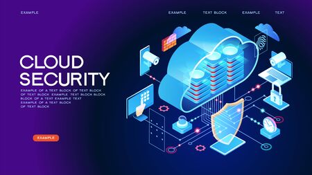 Security control concept. Secure infographic. Concept with technology system. 3d isometric vector illustration.のイラスト素材