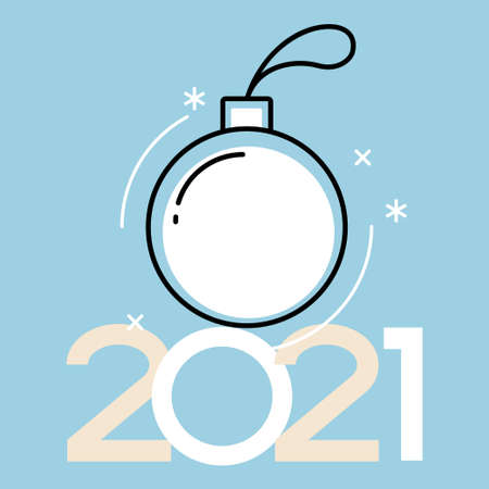 Vector 2021 Happy New Year background. Ð¡hristmas card. Holiday gift card, Festive poster, web banner, header for website. Winter season with traditional elements. Flat vector illustration.のイラスト素材