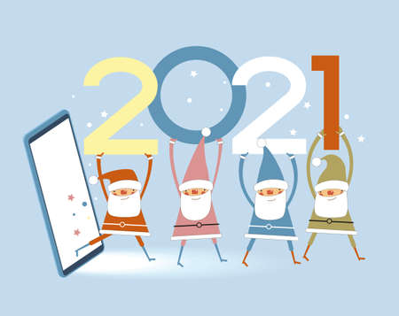 Vector 2021 Happy New Year background. Ð¡hristmas card. Holiday gift card, Festive poster, web banner, header for website. Winter season with traditional elements. Flat vector illustration.のイラスト素材