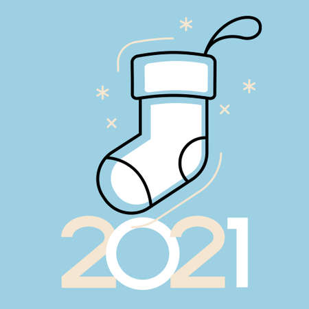 Vector 2021 Happy New Year background. Ð¡hristmas card. Holiday gift card, Festive poster, web banner, header for website. Winter season with traditional elements. Flat vector illustration.のイラスト素材