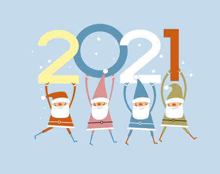Vector 2021 Happy New Year background. Ð¡hristmas card. Holiday gift card, Festive poster, web banner, header for website. Winter season with traditional elements. Flat vector illustration.のイラスト素材
