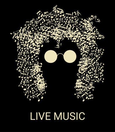human face is made up of musical notes. concept of music. Vector illustrationのイラスト素材