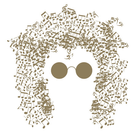 human face is made up of musical notes. concept of music. Vector illustrationのイラスト素材