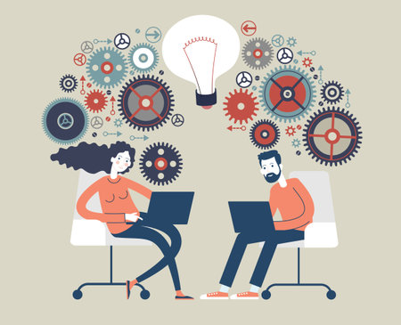 Big Idea Team. Business concepts. The concept of human intelligence. People has an idea. Brain stormingのイラスト素材