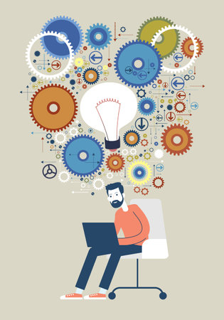 Concept work. The concept of the information movement in modern business.のイラスト素材