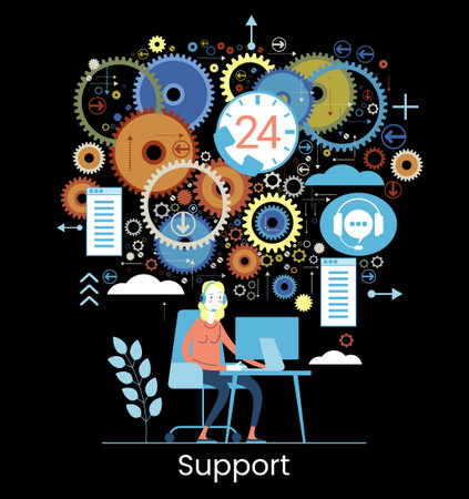 Website menu help concept. Online guides. Support landing page sections. Frequently asked Questions. Metaphor contact us. Help user interface. Customer assistance user interface elements. Graphic elements set. Vector illustration in flat style.のイラスト素材