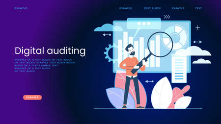 Marketing accounting concept. Finance management. Marketing investment. Digital auditing, business plan. Digital sales. Demand planning, Graphic elements set. Vector illustration in flat style.のイラスト素材