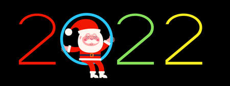 Vector 2020 Happy New Year background. Cartoon santa claus and numbers.のイラスト素材