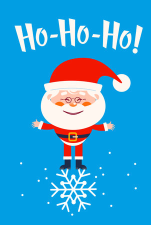 Merry Christmas banner. Flat modern design. Vector design new year with Santa Clausのイラスト素材